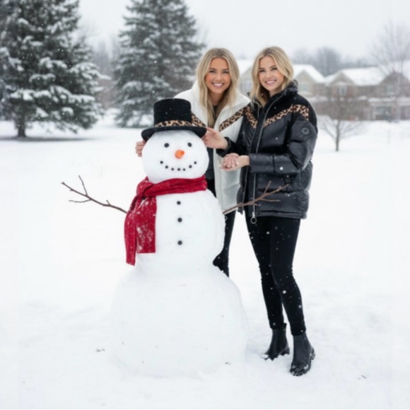 NVLT Nordstrom Mixed Media PufferBlack Lepoard Print Jacket - Picture 5 of 8